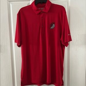 NWT Columbia Golf Red Portland Trailblazers Polo Shirt